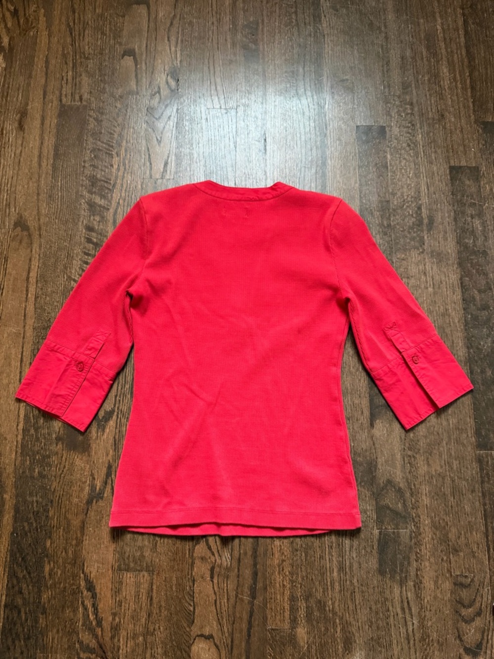 Anthropologie Girls' Bright Red 3/4 Sleeve Ruffle-Trim Top - Picture 3 of 6